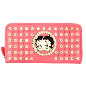 Betty boop PINK fuchsia pink sparkle signature rhinestone checkbook wallet B16Q - Picture 1 of 2