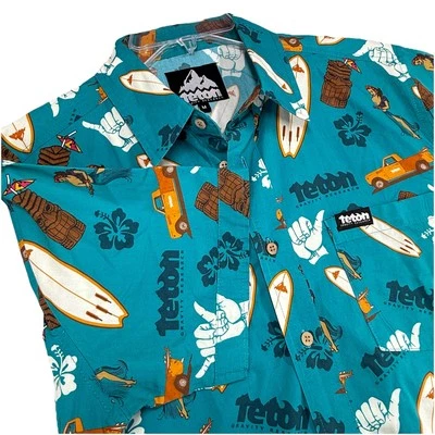 Camisa Teton TGR x HAWAIANA M TEAL HULA TABLAS DE SURF Foto 1 de 4