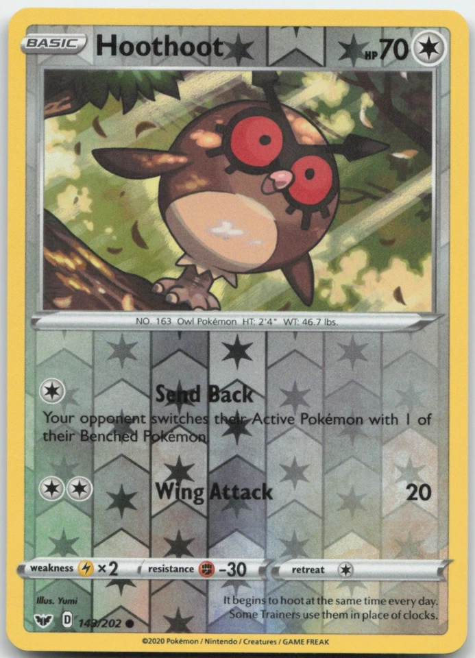 Hoothoot 143/202 Reverse Holo SWSH01: Sword & Shield Base Set Pokemon Card NM - Image 1 of 1
