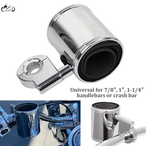 Motorcycle Cup Holder Handlebar Drink Bottle Holder Chrome For Harley Universal - Picture 1 of 15