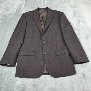 Chaps Sport Coat Mens 40R Brown Black Houndstooth Wool Preppy Blazer Jacket NWOT - Picture 1 of 13
