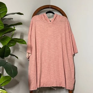 Felpa con cappuccio Lularoe 3XL Frankie rosa Terry maglia manica corta NUOVA - Foto 1 di 8