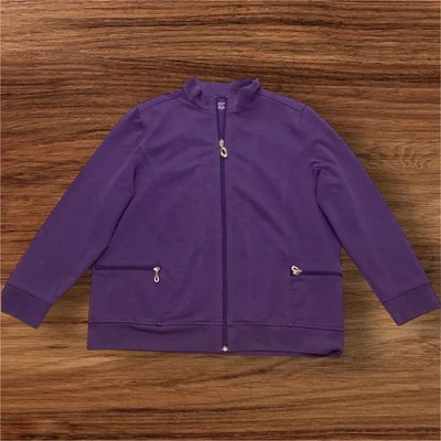 Allison Daley Petite Purple Zip Up Jacket Mock Neck Pockets Casual Comfort Med - Image 1 of 4