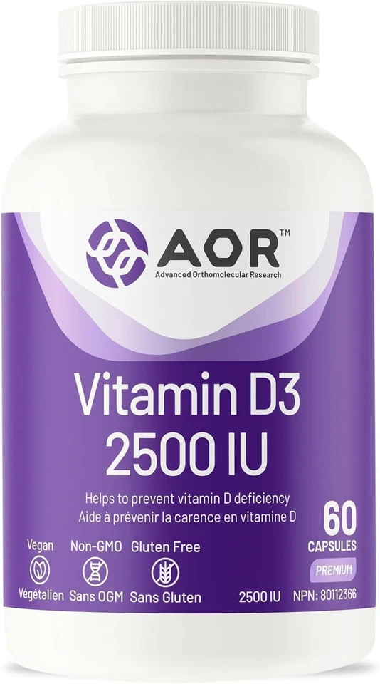AOR Vitamin D3 2500IU Strong Bones Teeth Natural Sources Calcium 60pcs NEW - Image 1 of 1