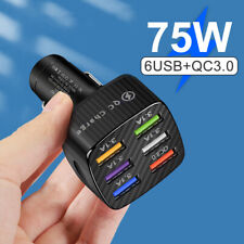 75W 6 USB Car Charger Fast Charging 15A Phone Charger For iPhone Samsung Huawei