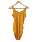 Vintage 1950s Swimsuit Bodysuit Leotard Gold Yellow Nylon Large Deadstock Retro