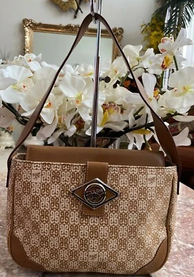 Piero Guidi Beige Ivory Monogram Canvas Small Hobo Bag EUC! Made in Italy, $150 - Image 1 of 4