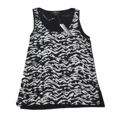 NUEVO CON ETIQUETAS AUGUST SILK Camiseta sin mangas para mujer S Sedosa Negra Blanca Lados divididos Elegante elástica Foto 1 de 4