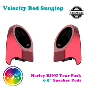 Velocity Red Sunglo King Tour Pack 6.5" Speaker Pods for 14+ Harley Street FLHX - Picture 1 of 5