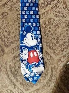 Disney Parks Blue Mickey Mouse Walt Disney World Logo Men's Silk Neck Tie - Picture 1 of 4
