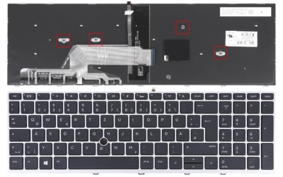 Tastatur HP Probook 650 G4 G5 655 G4 G5 Beleuchtung Backlit TrackPoint silber - Bild 1 von 4