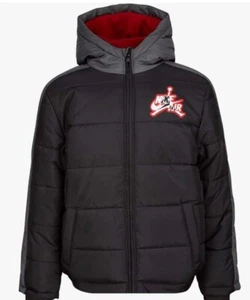 Nike Air Jordan Puffer Jacket Size Large Boys Jumpman Black Grey Red 957917-023 - Picture 1 of 3