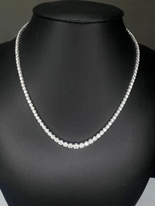 5.64ct F/SI 100% Natural Round Diamond Graduated Tennis Necklace, White Gold - Picture 1 of 6