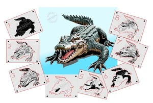 AS-401 Alligator Step by Step Airbrush Schablone für Acryl Spray Wand Tattoo - Picture 1 of 2