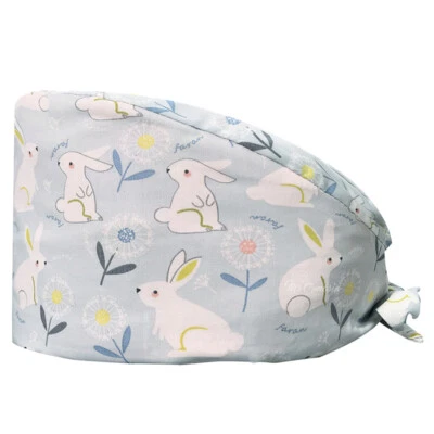 Surgical Scrub Cap Doctor Nurse Kitchen Cotton Printed Hat Sweatband Adjustable - Image 1 of 4