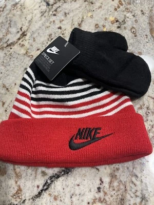 Nike  Toddler Boy Hat and Mittens Set Size 2/4T  ~ New - Image 1 of 4
