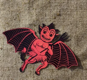 U Pick Vintage Inspired Devil with Bat Wings Halloween Cardstock Decoration #B - Picture 1 of 4