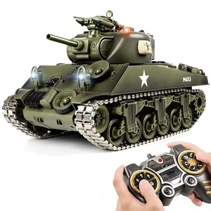 1/18 Metallbahn M4A3 Sherman RC Panzer, 60 min Spiel, 2,4 GHz ferngesteuert mit... - Bild 1 von 6