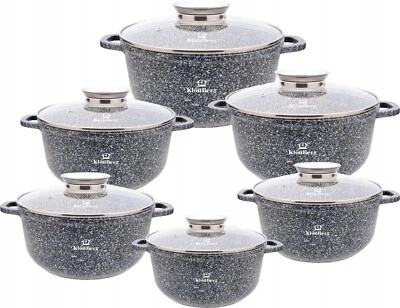Klönberg Set de 12 casseroles, antiadhésives, idéal pour tous les types de cuisinières KB3921 - Photo 1/4