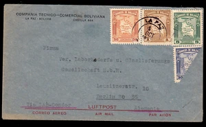 Bolivia 247-49,252 On Condor Air Mail Letter La Paz To Berlin 1937 - Picture 1 of 2