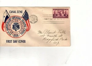 1939 #856 PANAMA CANAL 3C FDC 2 CACHET COVER plimpton (mb14 - Picture 1 of 2