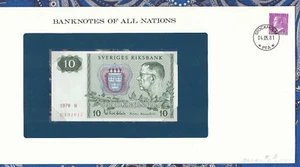Banknotes of All Nations Sweden 10 Kronor 1979 serie R P-52d UNC BIRTHDAY 1926 * - Picture 1 of 2