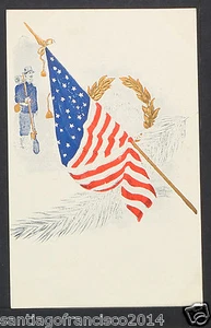 PATRIÓTICO 659-Paquete Soldado de la Guerra Civil y Bayoneta Pistola BANDERA AMERICANA c1910 Postca - Imagen 1 de 2