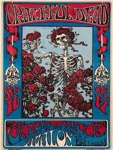 Grateful Dead 1966 Skeleton & Roses San Francisco Vintage Concert Poster 24x36 - Picture 1 of 3