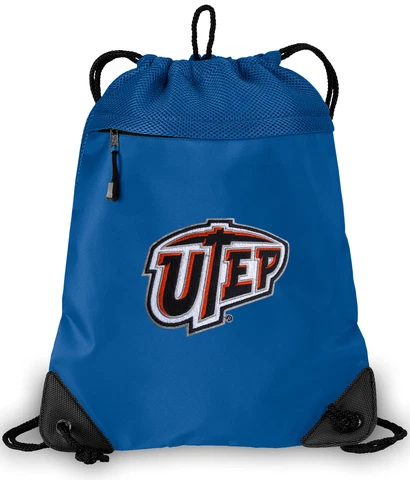 UTEP Miners Drawstring Backpack Bag MESH MICROFIBER String BAGS Backpack Cover