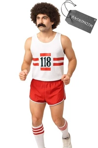 118 Fancy Dress Costume Unisex Marathon Retro Halloween Outfit Vest Shorts 6 PCs - Picture 1 of 5