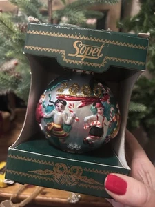 Sopel großer 5,5" Glas Weihnachtsschmuck verpackt handbemalt Polen (VTG - 2000) - Bild 1 von 14