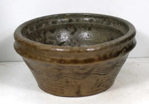 2018 BOWL WAVY FORK DESIGN Mike Hanning Folk Art Pottery GEORGIA Signed - Picture 1 of 5