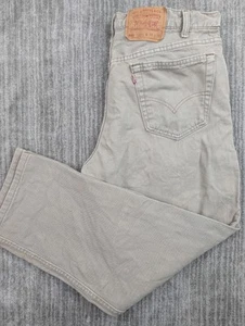 Vintage Levis 555 Relaxed Fit Straight Jeans 33x27 Baggy Beige Made In USA 1996 - Picture 1 of 18