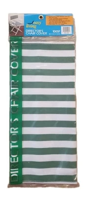 VTG Easy Living DirectorS Chair Canvas Cover Replacement Green White Stripe - Image 1 of 3