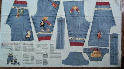 Mono infantil de peluche azul Daisy Kingdom corte fácil de coser panel tallas 6/12/24 meses Foto 1 de 4