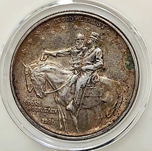 1925 Stone Mountain Silver Half Dollar 50 Commemorative US Mint Coin Toned - Picture 1 of 2