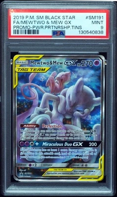 Mewtwo & Mew GX SM191 PSA 9 Mint Pokemon Card New Cert - Image 1 of 3