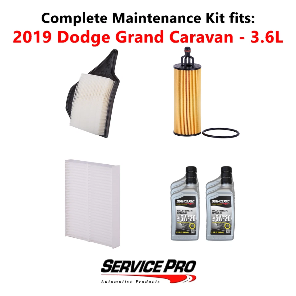 2019 Dodge Grand Caravan 3.6L Complete Air, Oil & Cabin Filter Kit (5W-20) Foto 1 de 4