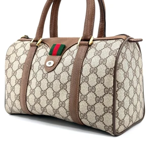 Vintage GUCCI Mini Boston Handtasche Sherry Line PVC Leder Braun Original - Bild 1 von 24