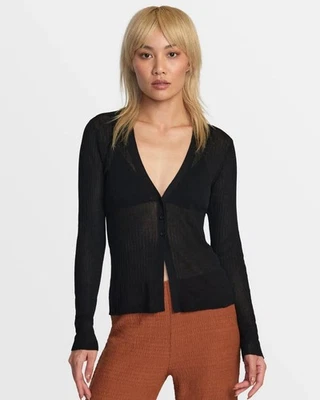 RVCA MORTICIA SWEATER TOP - BLACK, SIZE L, NWT - Image 1 of 4