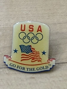 Team USA Olympische Spiele Pin Anstecker Go For The Gold Olympic Rings US Flagge - Bild 1 von 5