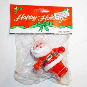 Flocked Santa Claus Ornament New in Package NOS 3"x 2.5" Wynne Novelty #3 NIP - Picture 1 of 3
