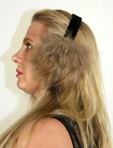 New Gold Tanuki Fur Ear Muffs Efurs4less - Picture 1 of 2