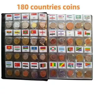 180 Stück Länder Regionen verschiedene Münzen Geld Logo Fahnen Sammlungen Buch Album - Bild 1 von 10