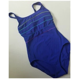 Vintage 1990's Ultra Blue Ribbed Gabar Swimsuit - Picture 1 of 3
