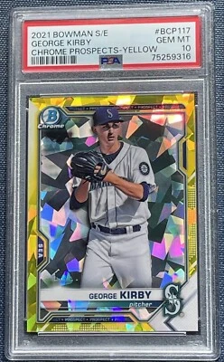 George Kirby 2021 Bowman Chrome SAPPHIRE YELLOW #12/50 PSA 10 Gem Mint - Image 1 of 3