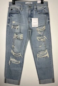 Kancan Boyfriend Denim Jeans Algodon 5/26 Distressed Cut Off hellblaue Waschung NEU - Bild 1 von 19