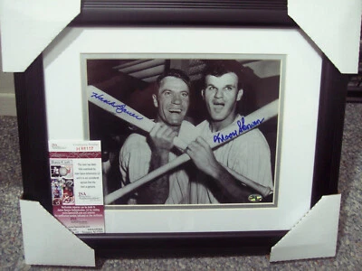 MOOSE SKOWRON & HANK BAUER SIGNED, DOUBLE MATTED AND FRAMED 8X10 B&W PHOTO - JSA - Image 1 of 3