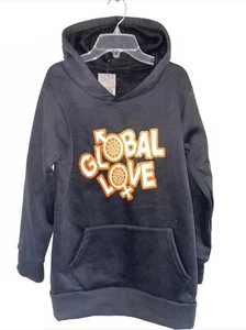 Women's Black Cozy Fleece Relaxed Fit Hooded Pullover Sweatshirts Size S/M NEW - Picture 1 of 2