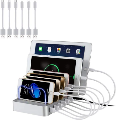 USB Ladestation Für Mehrere Geräte 6 Port Multi Handy Ladestation USB Ladegerät  - Bild 1 von 4